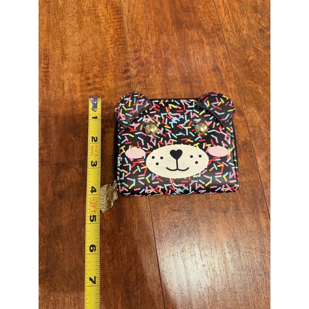 Betsey Johnson Cute Bear Face Sprinkle Wallet Zip Around Small